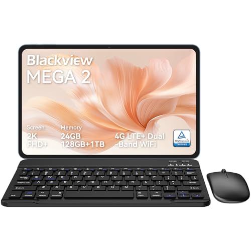 Blackview Android Tablet with Keyboard,12 inch Large Tablet, Computer Tablets with Gemini AI,Pen,24GB+128GB/2TB, 2K FHD+ Display, 9000mAh/18W, Widevine L1, 5G WiFi, GPS