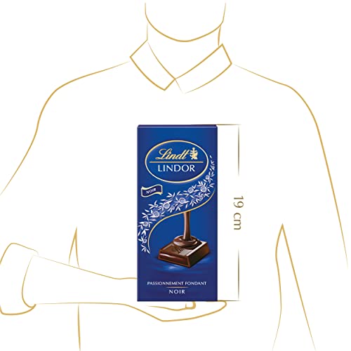 Lindt - Tablette LINDOR - Chocolat Noir - Cœur Fondant, 150g