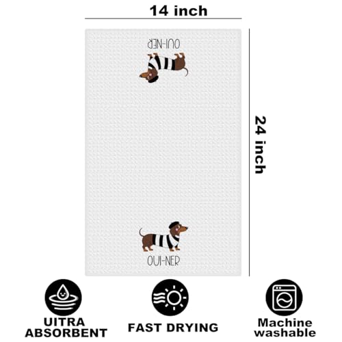 Image of Hanamiya Na Dachshund Kitchen Towels 24x14 Inch, Dachshund Gifts Reusable Cleaning Dish Towels for Kitchen Bathroom Decor, Waffle Weave Hand Cloth Tea Towel, Funny Dog Gifts for Women Mom Friend