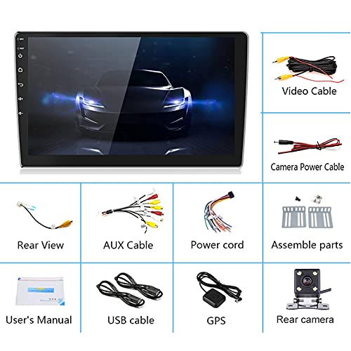 Android Double Din Car Stereo 10.1 Inch Touch Screen Bluetooth Car Radio Fm Subwoofer Gps Navigation Car Audio In Dash Head Unit Wifi Mirror Link Dvr Usb Swc &12Led Backup Camera Microphone #TOP6