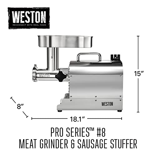 Weston Pro Series Electric Meat Grinder, Commercial Grade, 560 Watts, .75 Hp, 6Lbs. Per Minute, Stainless Steel (10-0801-W) #TOP7