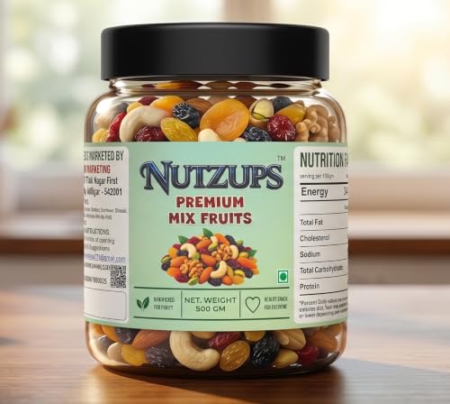 NUTZUPS Premium Mix Fruits Dry Fruit Jar 500 g