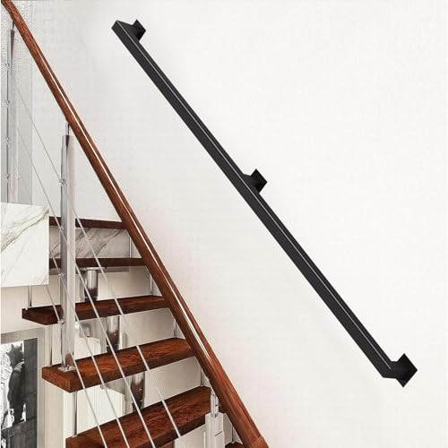 Rampe d'escalier en fer forgé de 600 cm : kit complet mural pour marches extérieures - 2