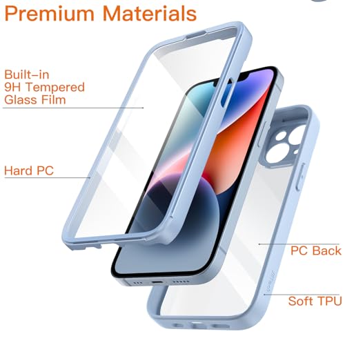 JETech Case for iPhone 14 6.1-Inch with Built-in Tempered Glass Screen Protector, Camera Full Cover All-Around Protection, Shockproof Bumper Phone Cover Clear Back, HD Film (Light Blue) JETech Case for iPhone 14 6.1-Inch with Built-in Tempered Glass Screen Protector, Camera Full Cover All-Around Protection, Shockproof Bumper Phone Cover Clear Back, HD Film (Light Blue)