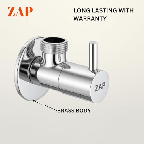Image of ZAP Brass Angle Valve with Wall Flange - Pack of 6 | Chrome Finish | Durable Brass Valves for Bathroom Tap, Shower, Jet Spray & Geyser
