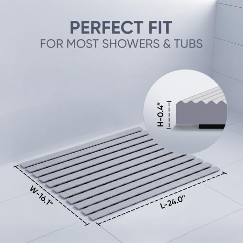 Image of Frido AeroDry Bath Mat, Premium Anti-Slip Bathroom Mat with Firm Grip, Fast-Drain Design & Gentle Massage Texture, Non-Slip PVC Shower Mat for Bathroom Floor - Slate Grey