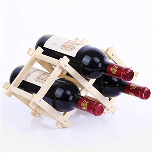 Soporte para botellas de vino plegable de madera 3 botellas miniatura 1