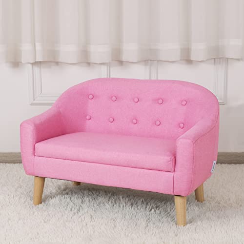Kids Sofa Couch/Big Kids Couch/Linen Fabric 2-Seater Upholstered Bbay Sofa Chair/Ideal Children Gift For Girls & Boys (30-Inch) (Pink) #TOP1