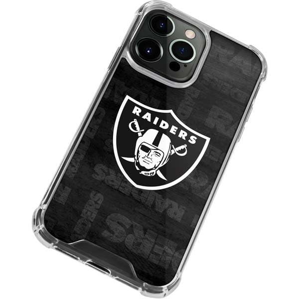 Skinit Clear Phone Case Compatible with iPhone 13 Pro Max - Officially Licensed NFL Las Vegas Raiders Black & White Design