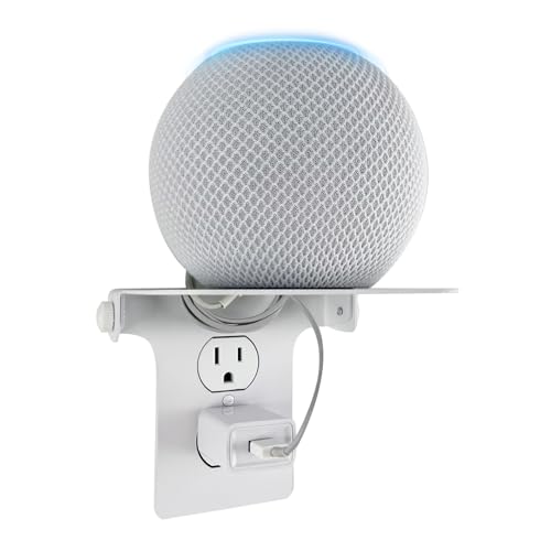 Outlet Shelf Wall Holder - White Built-in Outlet Shelf with Cable Management for Smart Home, Power Tools & Toothbrush - Vertical Duplex Organizer Saves Space, Holds Smart Speakers, Phones & More