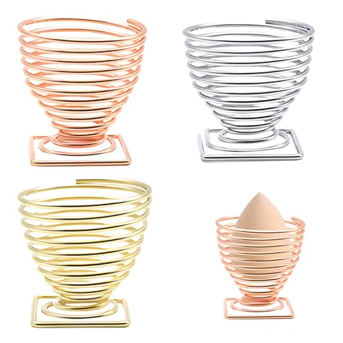 CAILI 3 PCS Polvo Puff Soporte, Vitrina con Soporte de Esponja Beauty, Herramienta de Maquillaje de Calabaza, Esponja de Secado para Estante de Almacenamiento (oro + plata + oro rosa)