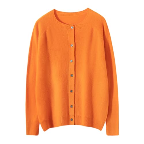 Image of Women's 100% Merino Wool Crew Neck Cardigan Lightweight Sweaters | Long Sleeve, Open Front, Button Down, Soft Knitted Coat, Casual, Breathable Tops, Business Outerwear, Cashmere Alternative