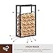 HOMCOM Metal Firewood Log Holder Tall Firewood Rack Indoor Outdoor Fireplace Wood Storage Shelf with Side Rails