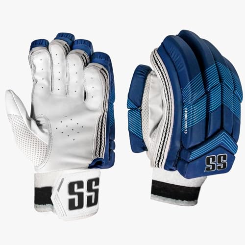 Image of SS CLUBLITE Men's Cricket Batting Gloves - Blue | Leather Palm, Lightweight Protection with Fiber Inserts & Ventilated Design
