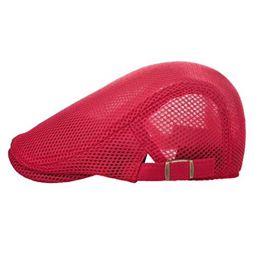 Image of VOBOOM Men Breathable Mesh Summer Hat Adjustable Newsboy Beret Ivy Cabbie Flat Cap