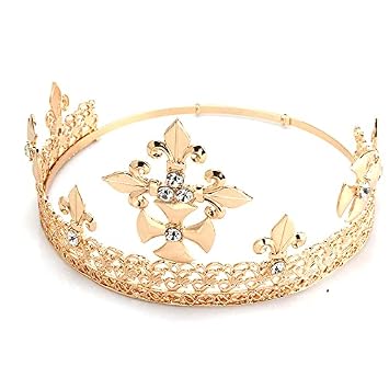 Vintage Crystal Queen King Crown Tiara Wedding Prom Headband For Women Elegant Headband Bridal Wedding Prom Birthday Party (Gold Silver)