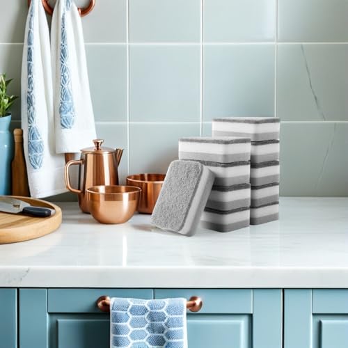 Image of 10 Pack Kitchen Dish Sponges 4.33X2.75X1.37 Inches - Multi-Purpose Water Absorbing Scrubbing Sponges for Dishwashing Pots Sinks and Kitchen Cleaning