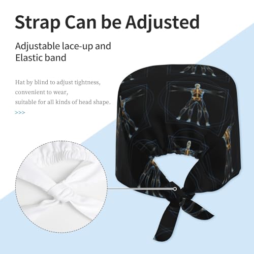 Image of Working Cap Scrub Cap with Sweatband Adjustable Unisex Women Tie Back Hat Nurse Surgical Caps