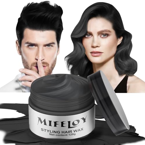 Black Temporary Hair Color Wax Instant Natural Hairstyle Cream Dye Washable Styling Pomadesfor Men Girls Women Youth Disposable Coloring Mud for Party Cosplay DIY Halloween