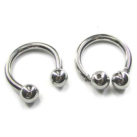 NewkeepsR 1 Pairs 12G 10mm(3/8'')316L Surgical Steel External Threaded Circulars Horseshoes Lip Septum Prince Albert Piercing Ring Cover