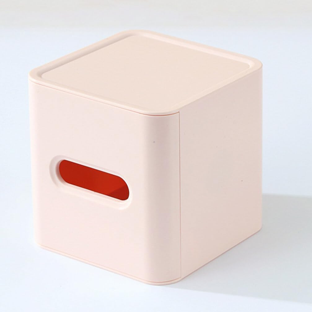 Kichvoe Roll Paper Box Tissue Box Holder Square Tissue Holder with Tray Plastic for Bathroom Dresser Living Room Desktop 5.51 X 5.51 X 5.51 in image 5