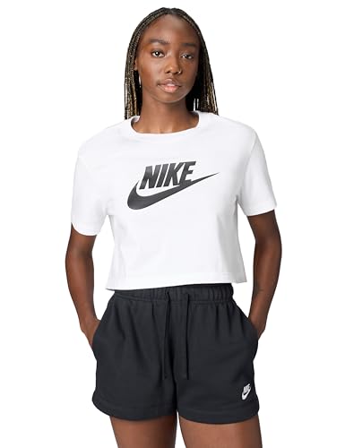 Nike W NSW tee Essntl CRP ICN Ftra Camiseta, Mujer, Blanco (White/Black), M