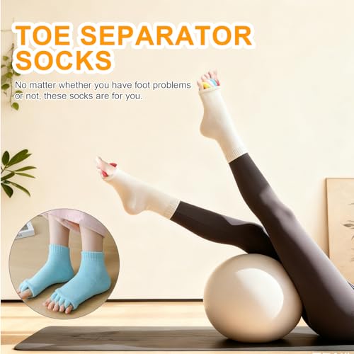 Image of Happy Feet Toe Alignment Separator Socks, Prevent Foot Cramps and hammertoes, Toe Separator Massage Socks