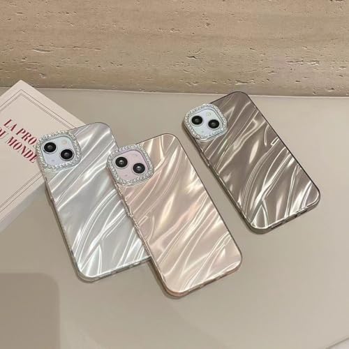 Image of DIZORO Compatible with iPhone 15 Case | Marble Glossy Hard PC Back Cover with Diamond Camera Protector | Ultra Stylish Shockproof Back Cover Case for Girls Women-Desert