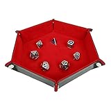 STYLIFING Dice Tray Metal Dice Rolling Tray for RPG, DND and Other Table Games, Holder Storage Box for Dice Set, Double Sided Folding Rectangle PU Leather and Red Velvet