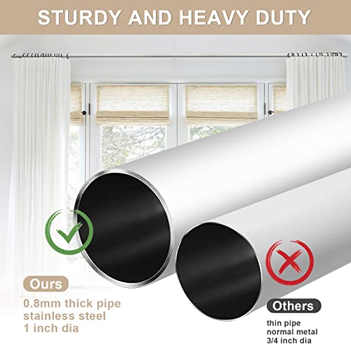 White Curtain Rods For Windows 66 To 132”- 1 Inch Heavy Duty Blackout Curtain Rod Set,Adjustable Farmhouse Drapery Rods With Brackets For Home & Outdoor #TOP1