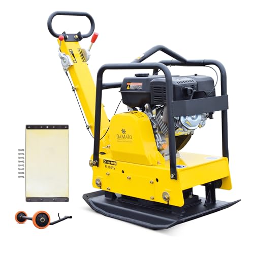 BAMATO Rüttelplatte R-165RV mit Vor- und Rücklauf | inkl. Zubehör | Verdichtungsdruck 30,5 kN | 8 PS Leistung | Verdichtungstiefe 500mm | Verdichter Rüttler Vibrationsplatte | Baustelle & Heimwerker