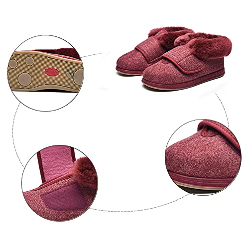 Chaussures de Pied Diabétique Réglables en Mousse à Mémoire de Forme Rouge - 6