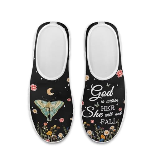 JoyLamoria Embroidered Platfrom Sneakers Womens Art Flower Travel Shoes Slip on Fashion Causal Clogs Lightweight,Butterfly with Words