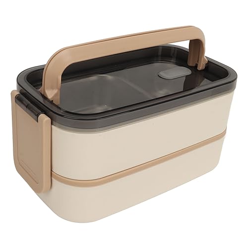 Fiambrera bento de acero inoxidable con cubiertos portatil y dos niveles de 1400ml color caqui 6