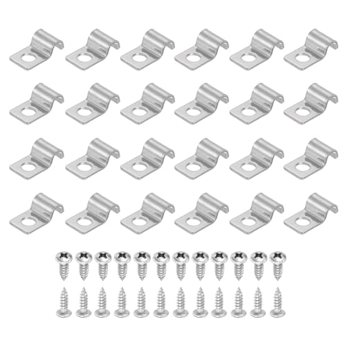 Image of sourcing map 24Pcs 5mm(3/16") One Hole Rigid Pipe Strap, 304 Stainless Steel Conduit Clamp Thicken U Bracket Heavy Duty Pipe Clamp with Self-Tapping Screws for Fixing Tube Cable, Silver