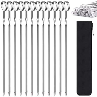 LANNEY 12" Stainless Steel Barbecue Skewers, 12 Pack