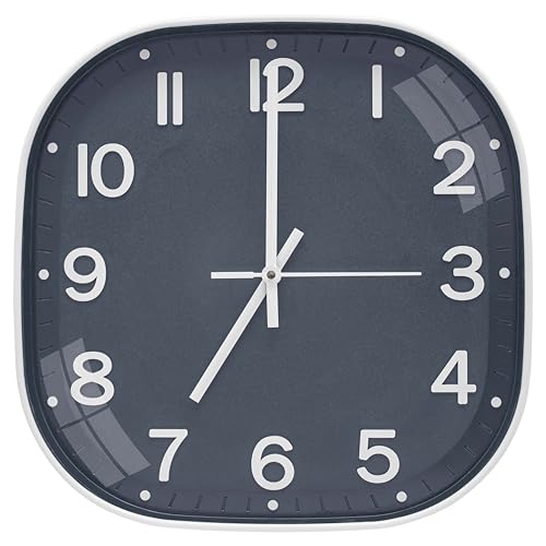 Image of TEKCOOL Plastic Analogue Wall Clock 12 inch Silent Quartz Decorative Wall Clock Non-Ticking Classic Clock Battery Operated Round Easy to Read for Room /Home /Kitchen /Bedroom /Office /School.Grey white'