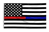 Time Roaming 3x5 Ft Thin Blue Line Police & Thin Red Line Firefighter Respect and Honor Law Enforcement First Responder USA Polyester Flag with Brass Grommets