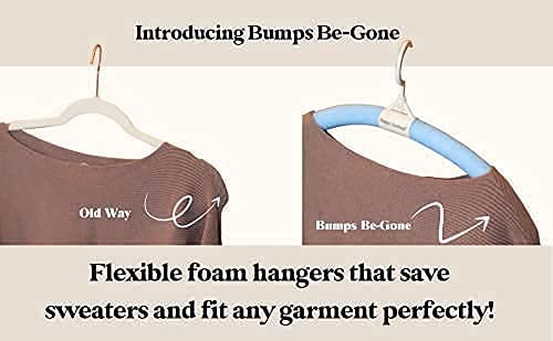 Feel Kozi No Bumps Hangers - Sweater Hangers No Shoulder Bump - Padded Hangers And Foam Hangers For Wet Clothes - No Slip Hangers For Jerseys - Flexible, Bendable #TOP1