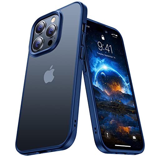 Casekoo Shockproof For Iphone 14 Pro Case [10Ft Military Drop Protection] [Zero-Smudge Matte Craft] Protective Translucent Hard Back & Soft Non-Slip Bumper Slim Phone Cover 6.1'' 2022, Blue #TOP7