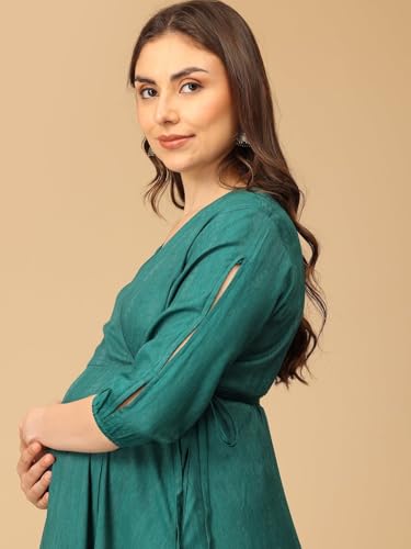 Image of The Mom Store Maternity and Nursing Wrap Dress for New Mom | Pre and Post Pregnancy Wear for Womens | Trendy Stylish Printed Friendly Dresses for Women | Comfortable