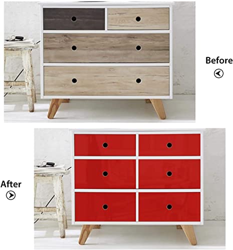 Image of HOME13 Red Glossy Self-Adhesive Wallpaper Removable and Decorative Vinyl Wallpaper for Kitchen Countertop Cabinets Table 2 Ft by 6 Ft,Pack of 2