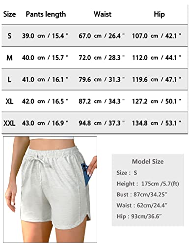 Cowasto Womens Sweat Shorts With Pockets Elastic Waist Shorts Running Shorts Plus Size Active Jogger Shorts Light Grey Xl #TOP5