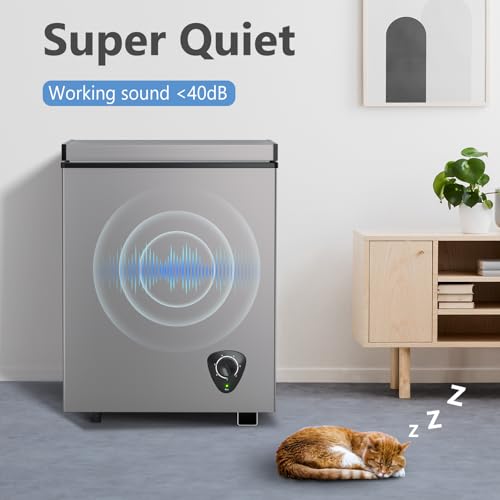 Image of Lifeplus Chest Freezer, 3.5 Cubic Feet Small Deep Freezer Compact Top Open Door with Removable Basket, 7 Temperature Control Energy Saving Super Quiet for Kitchen Office Apartment Garage, Grey