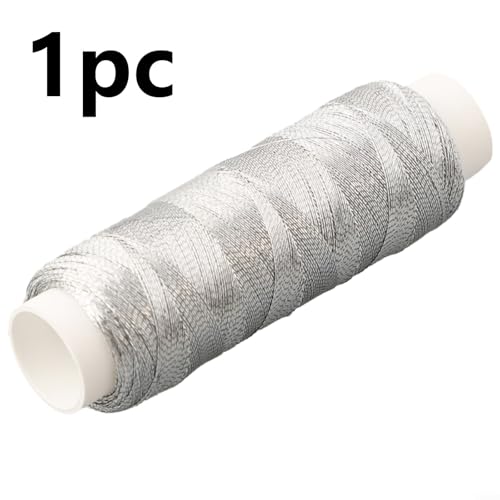 Hilo para coser plateado brillante 200 m poliéster miniatura 3