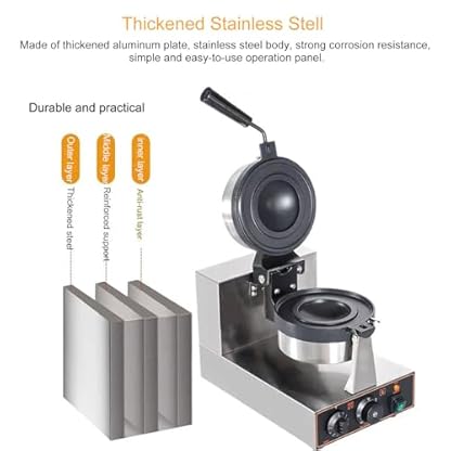u/f/o Burgermaschine, kommerzieller elektrischer Burger-Hamburger-Maker, Eiswaffeleisen, Antihaft-Platten, einstellbare Temperatur 50-300 ℃, 1300 W/2600 W, Doppelt – Bild 4