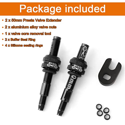MUQZI Bike Presta Valve Extender, Aluminum Alloy 50mm