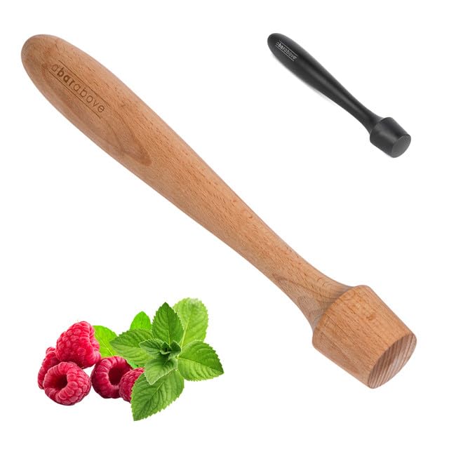 A Bar Above Wooden Muddler for Cocktails, 12-Inch Long Cocktail Muddler, Perfect to Crush Fruit, Pressing Mint and Sugar Cubes, Mint Muddler to Make Mojitos, Essential Bar Tools for Cocktail Set