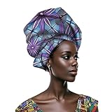 African Nigerian Style Printed Polyester Women'S Geometric Pattern Wax Printed Headscarf (018, Length 71in Width 21.7in)