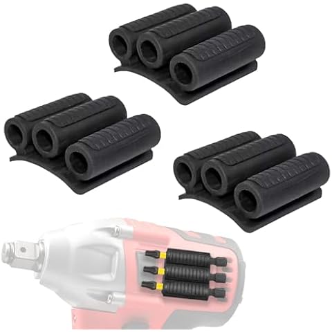Saipe 3pcs Universal Fit Drill Bit Holders for Impact Drivers and Drills, Drill Bit Sleeve Organizer Strong Adhesive Attach to Impact Drivers, Hold 6 Drill Tips on Side of Power Drill Cover